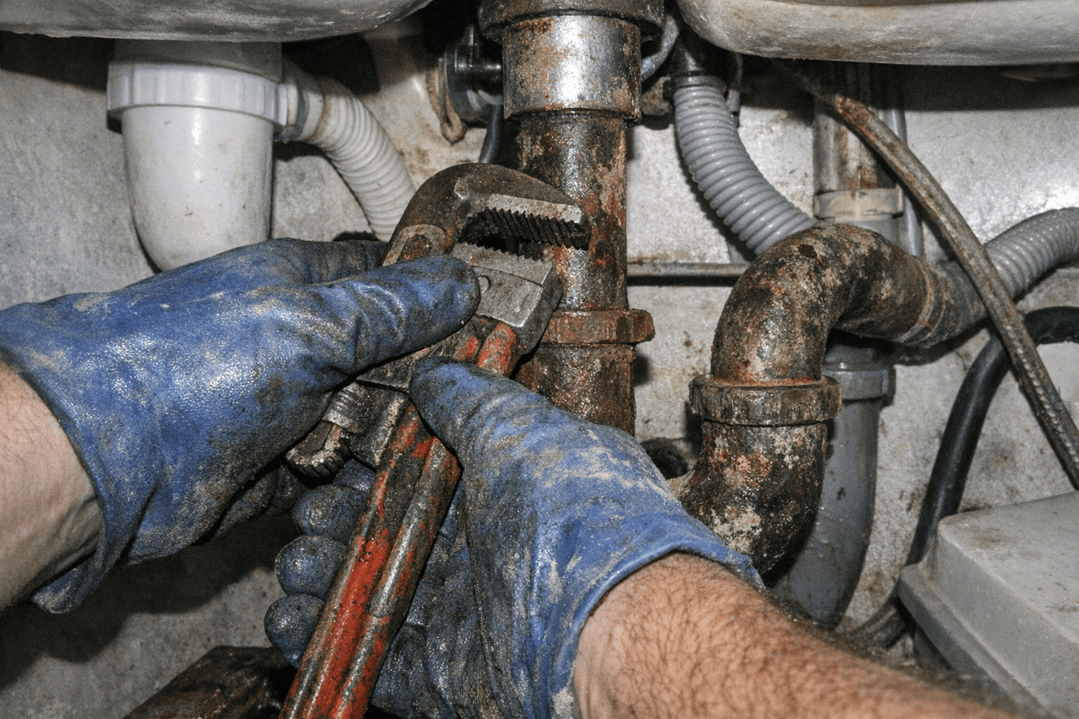 Techniker bereitet Inspektionskamera am Revisionsschacht vor